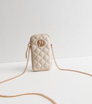 New Look Cream Quilted Leather-Look Cross Body Phone Bag